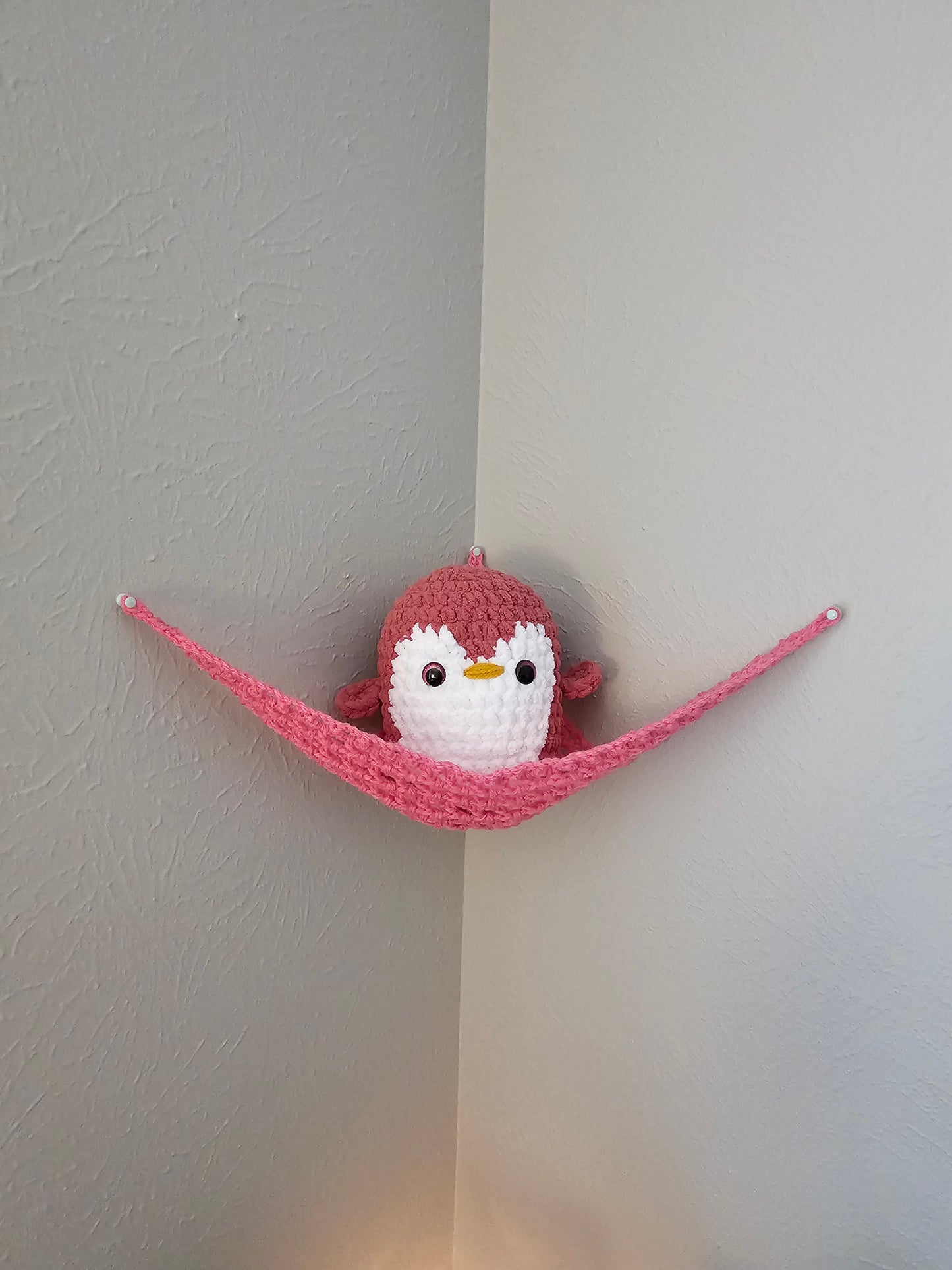 Crochet Hammock, Wall Hanger for Toys, Stuffed Animals, and Plushies- Bright Pink Color