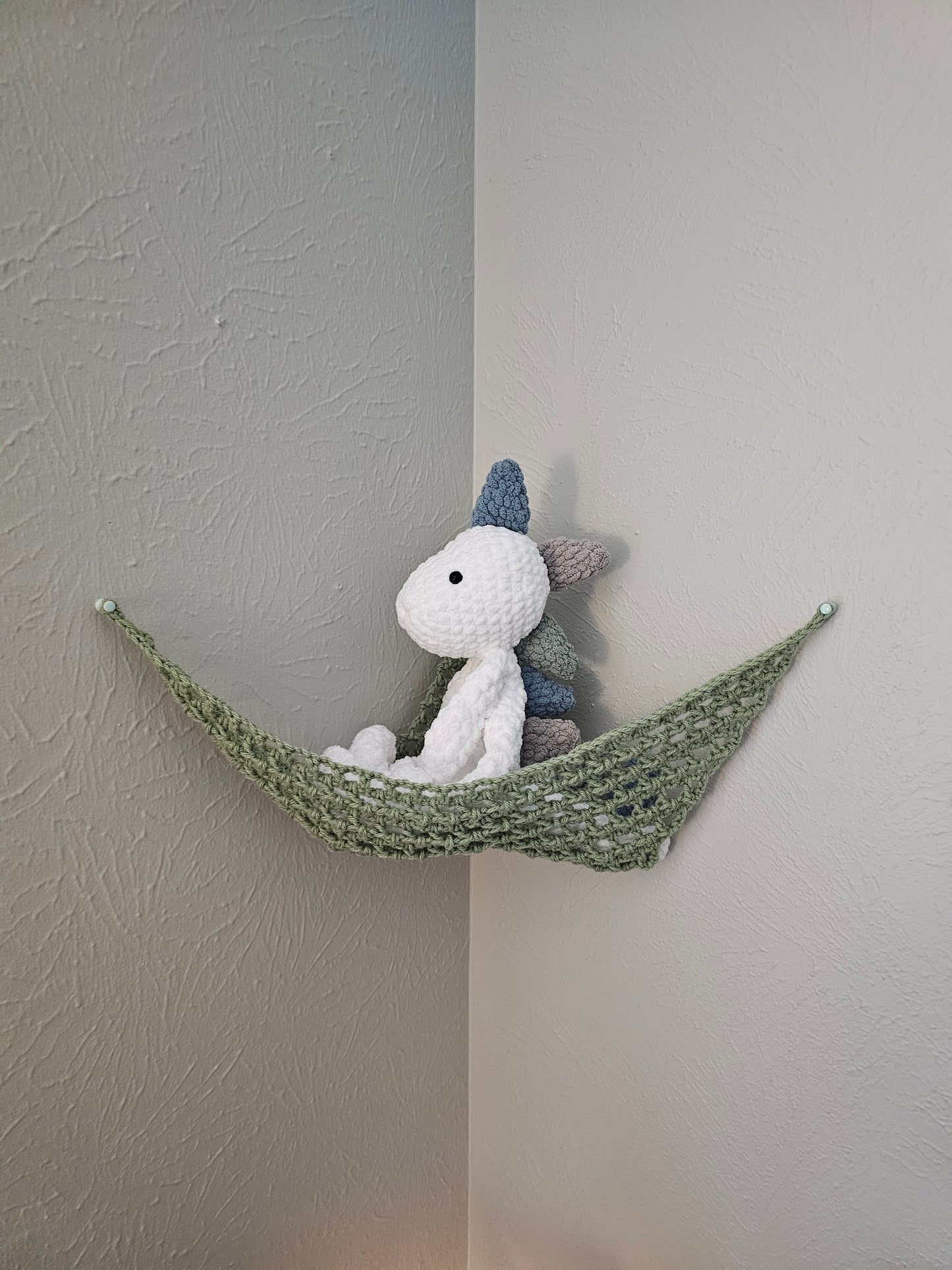 Crochet Hammock, Wall Hanger for Toys, Stuffed Animals, and Plushies- Frosty Green Color
