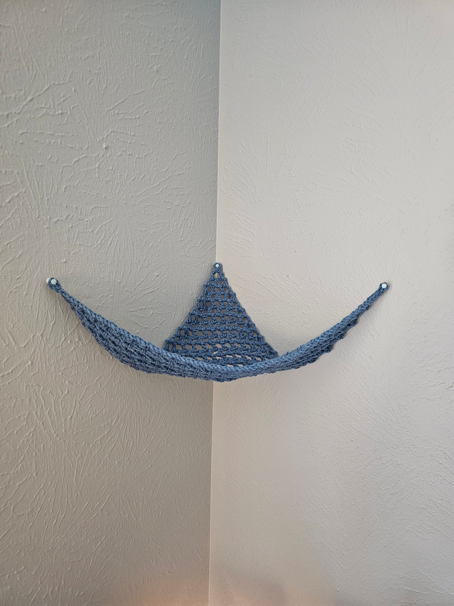 Crochet Hammock, Wall Hanger for Toys, Stuffed Animals, and Plushies- Country Blue Color