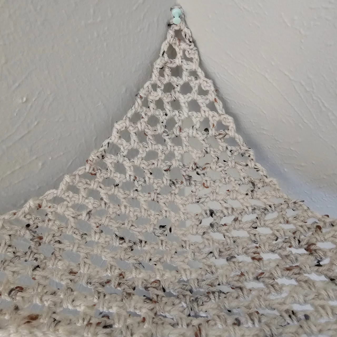 Crochet Hammock, Wall Hanger for Toys, Stuffed Animals, and Plushies- Tan Speckle Color