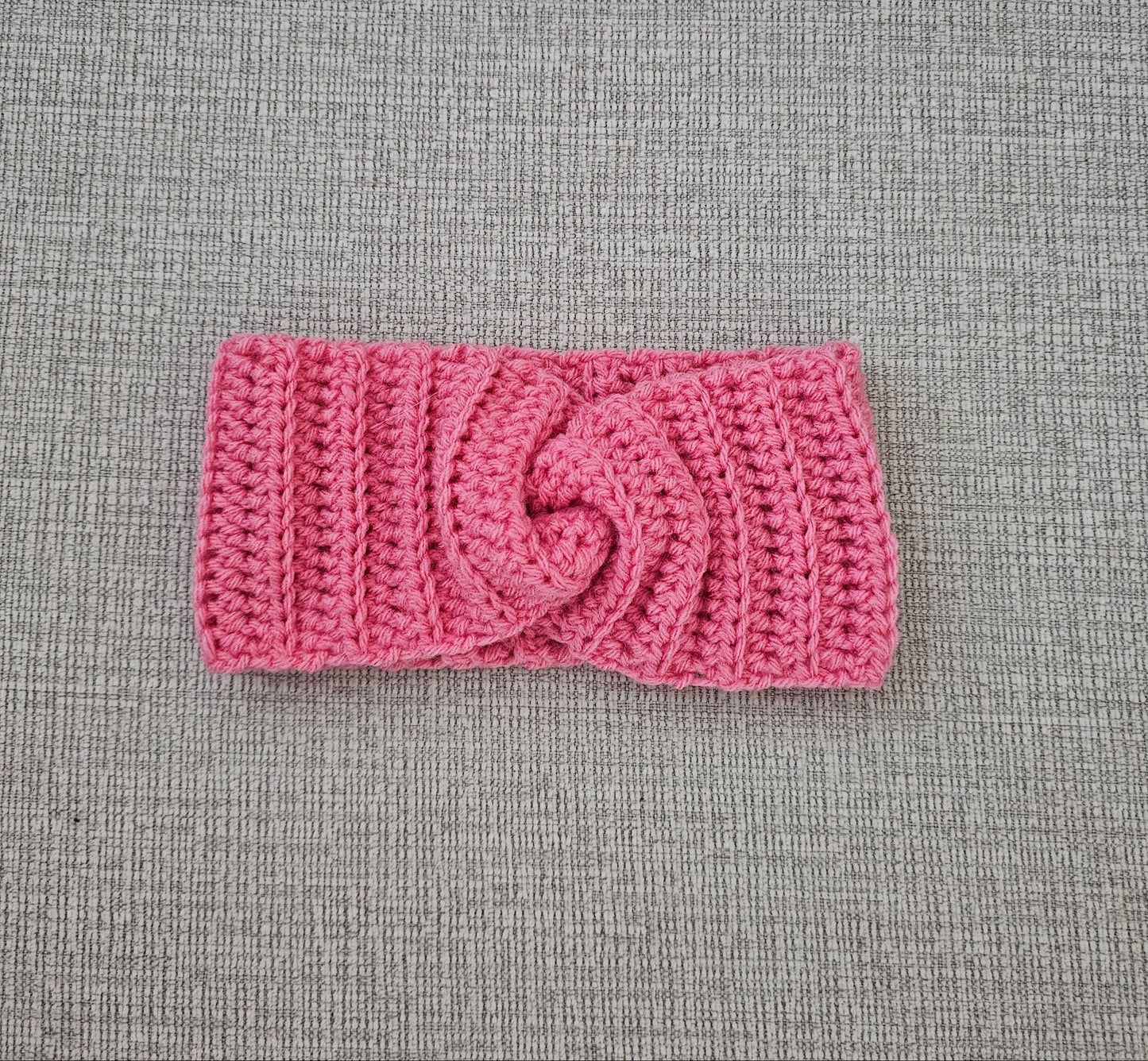 Crochet Twisted Headband- Bright Pink Color