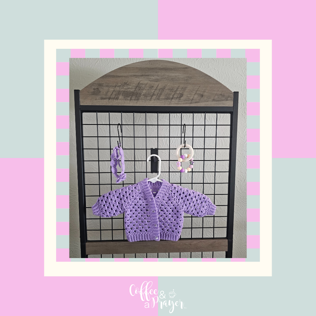 Crochet Baby Cardigan Bundle Lavender, 0-3 Months, Baby Shower Gift, Keepsake, Special Baby Gift