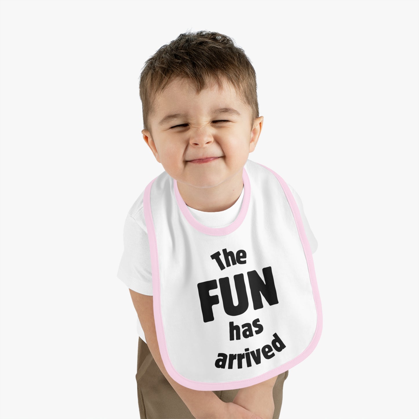 The Fun Has Arrived Baby Contrast Trim Jersey Bib