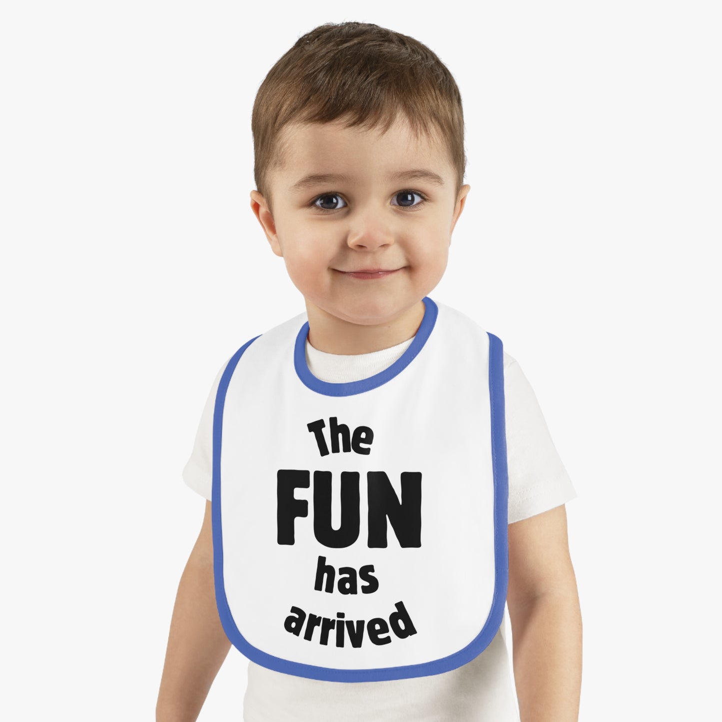 The Fun Has Arrived Baby Contrast Trim Jersey Bib