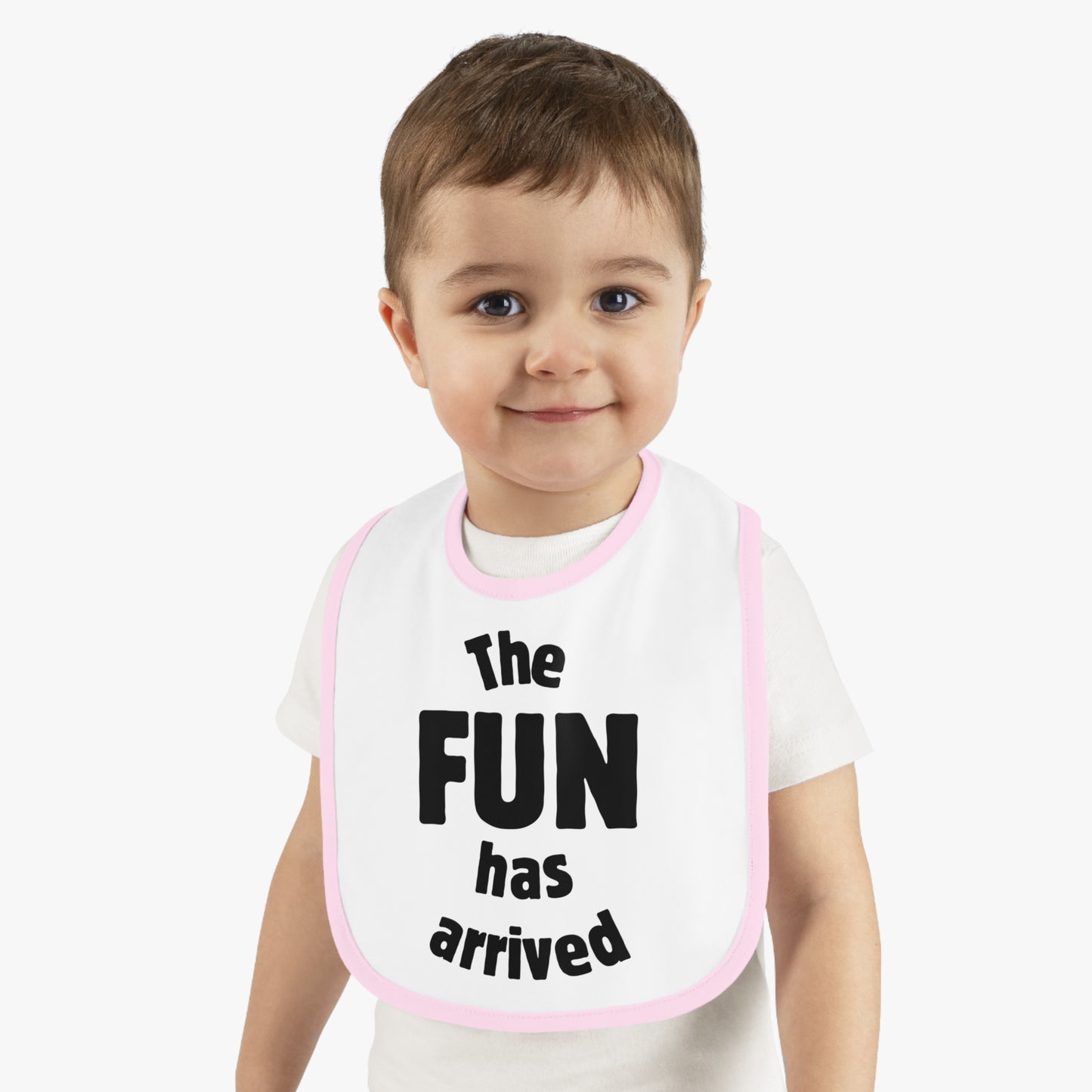 The Fun Has Arrived Baby Contrast Trim Jersey Bib