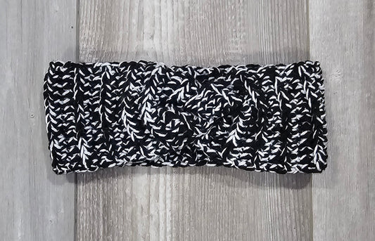 Crochet Twisted Headband- Black/White