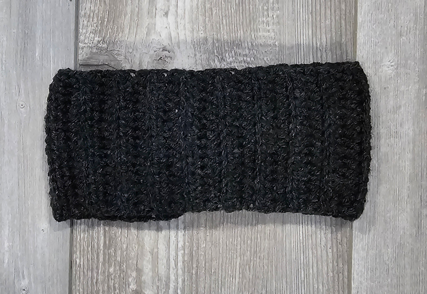 Crochet Twisted Headband- Dark Gray w/Sparkle