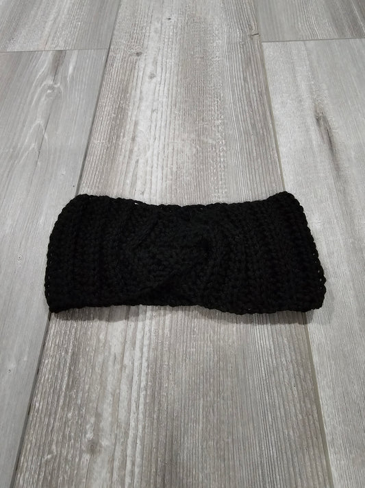 Crochet Twisted Headband- Black