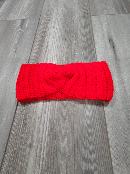 Crochet Twisted Headband- Red