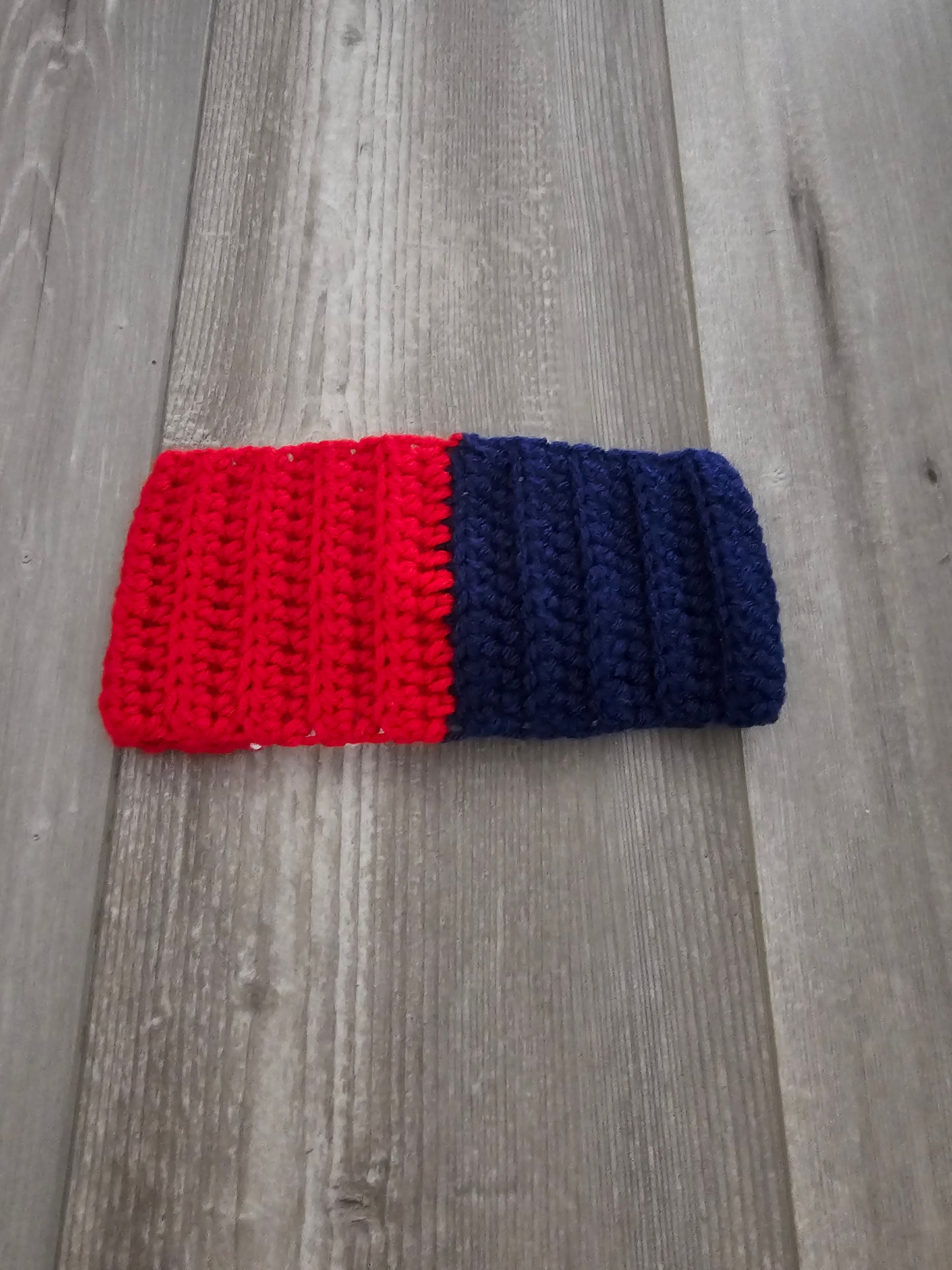 Crochet Twisted Headband- Red/White/Navy Houston Texans Inspired