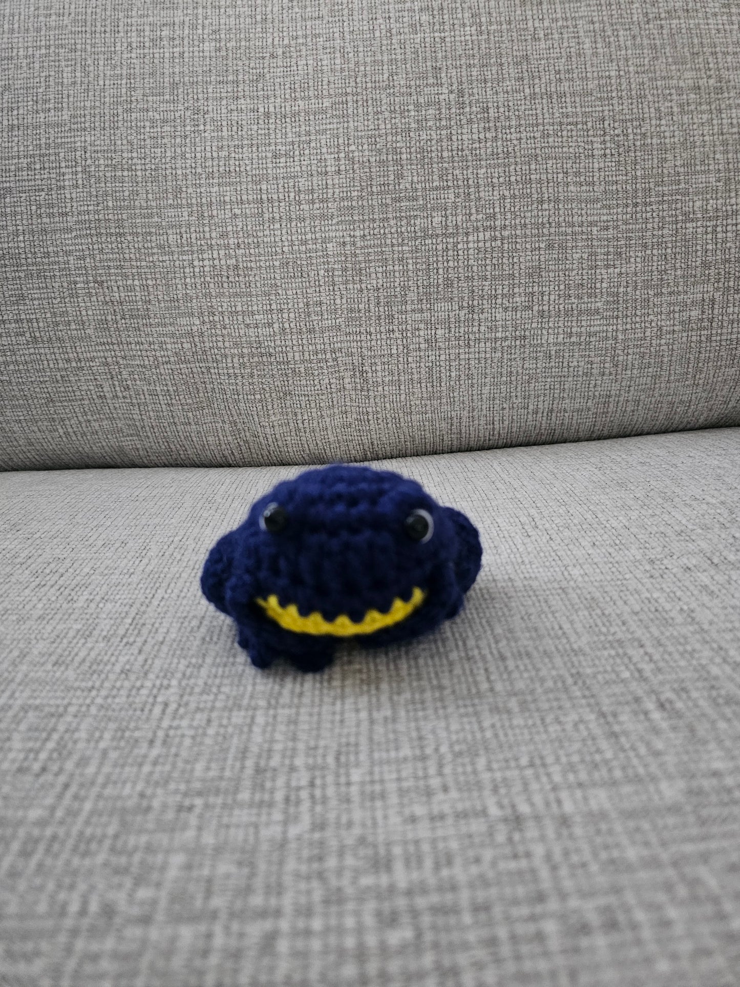 Crochet Mini Frog- Navy/Yellow Belly