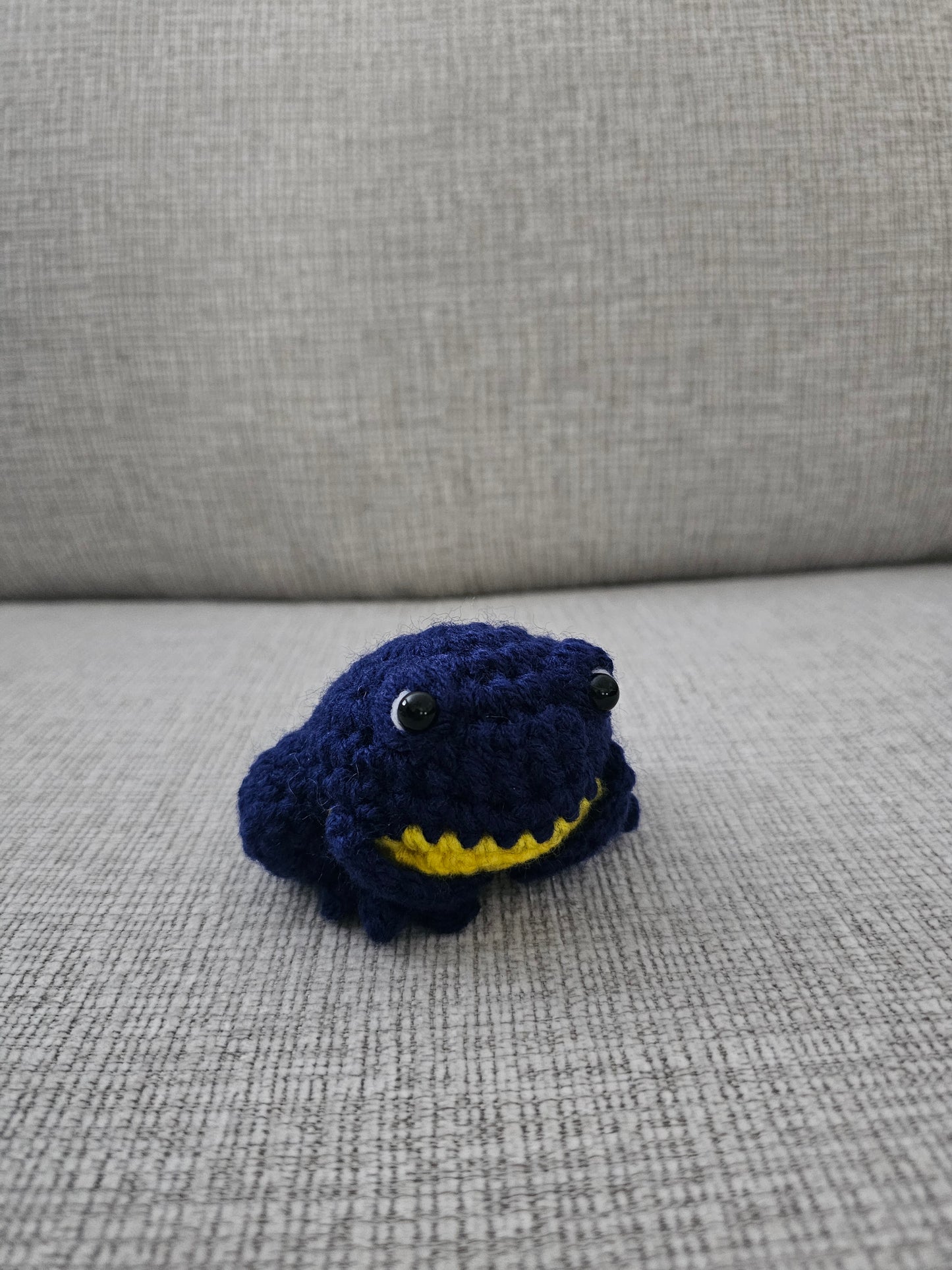 Crochet Mini Frog- Navy/Yellow Belly