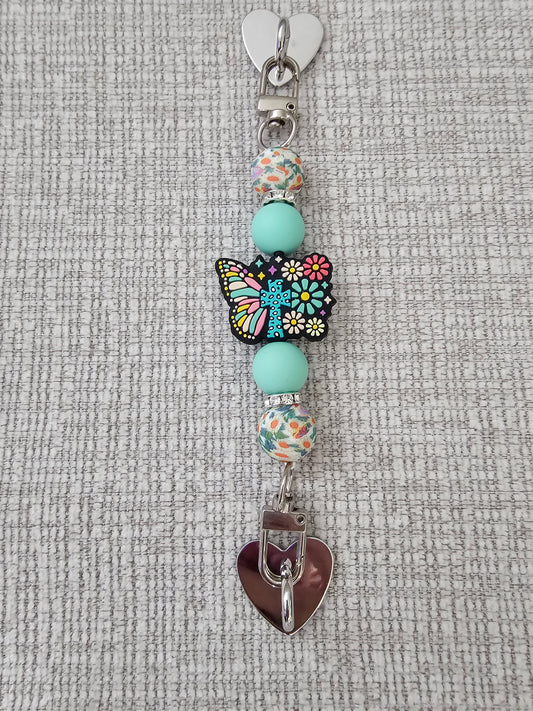 Phone Hand Strap/ Kindle Strap/ iPad Strap Interchangeable - Silicone Beaded Strap with Butterfly/Cross/Flower Focal