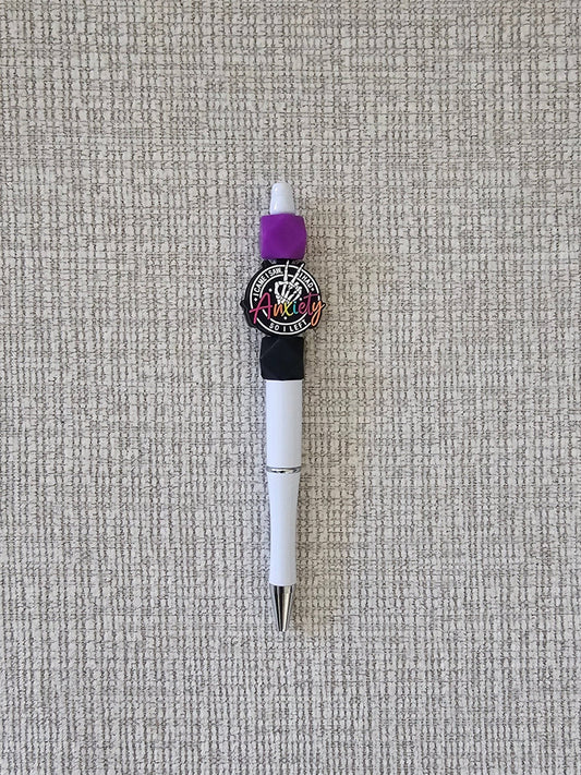 Pen- Silicone Beaded Pen with Anxiety Focal