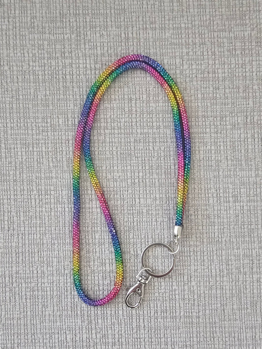 Lanyard-Sparkling Rhinestone Lanyard/Multi color Rainbow