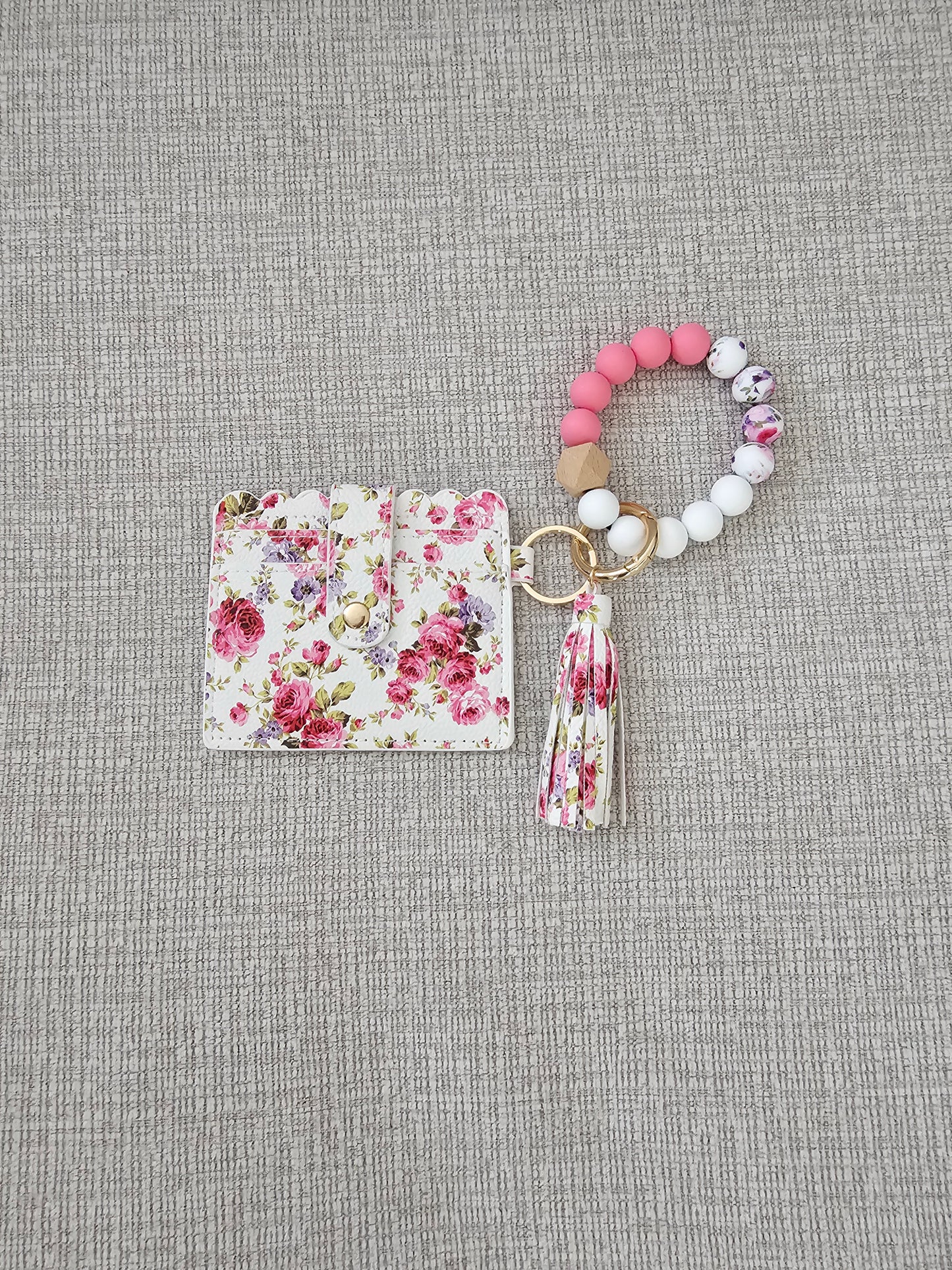 Wristlet- Silicone Beaded Wristlet/Bracelet with Card Holder Wallet