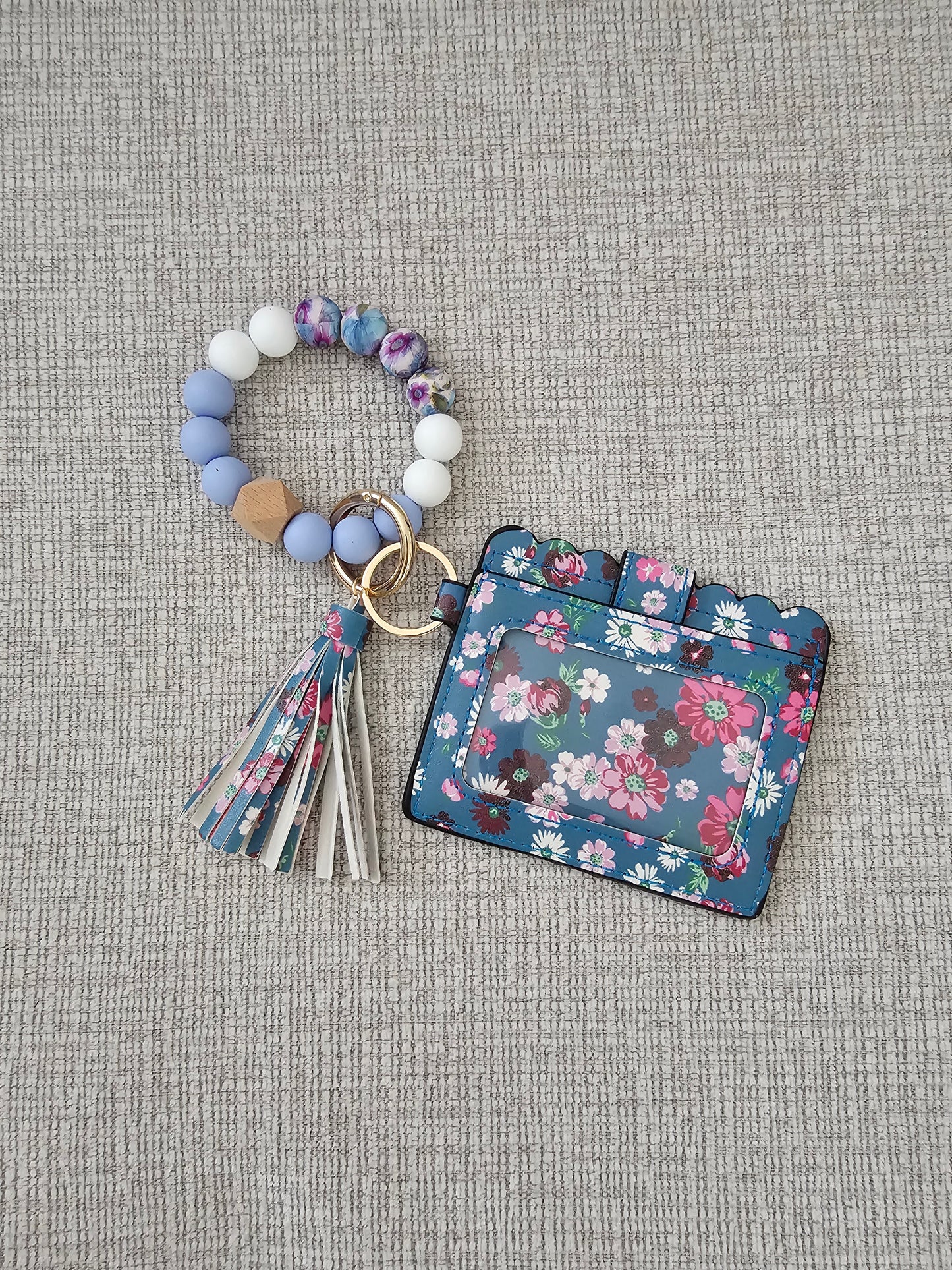 Wristlet- Silicone Beaded Wristlet/Bracelet with Card Holder Wallet