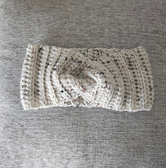 Crochet Twisted Headband- Tan Speckle