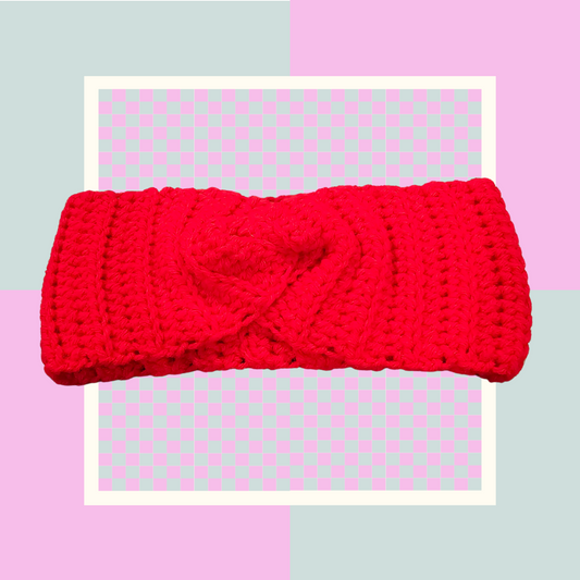 Crochet Twisted Headband- Red