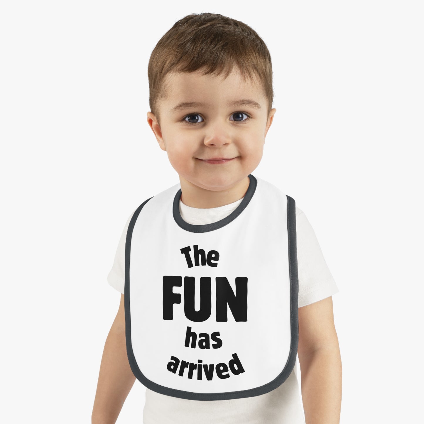 The Fun Has Arrived Baby Contrast Trim Jersey Bib