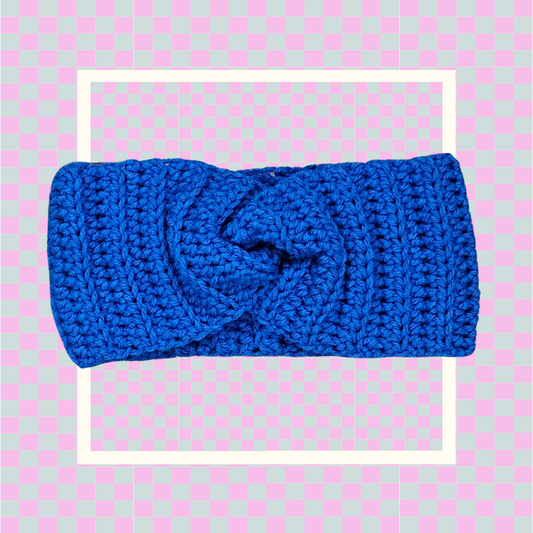 Crochet Twisted Headband- Royal Blue