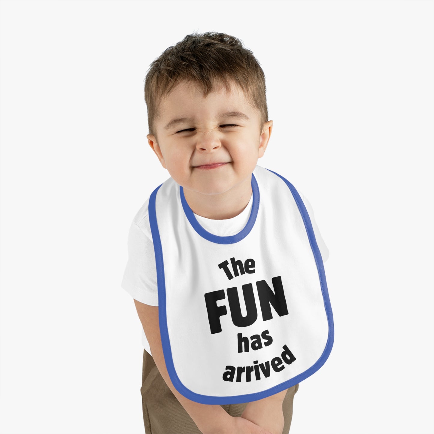 The Fun Has Arrived Baby Contrast Trim Jersey Bib