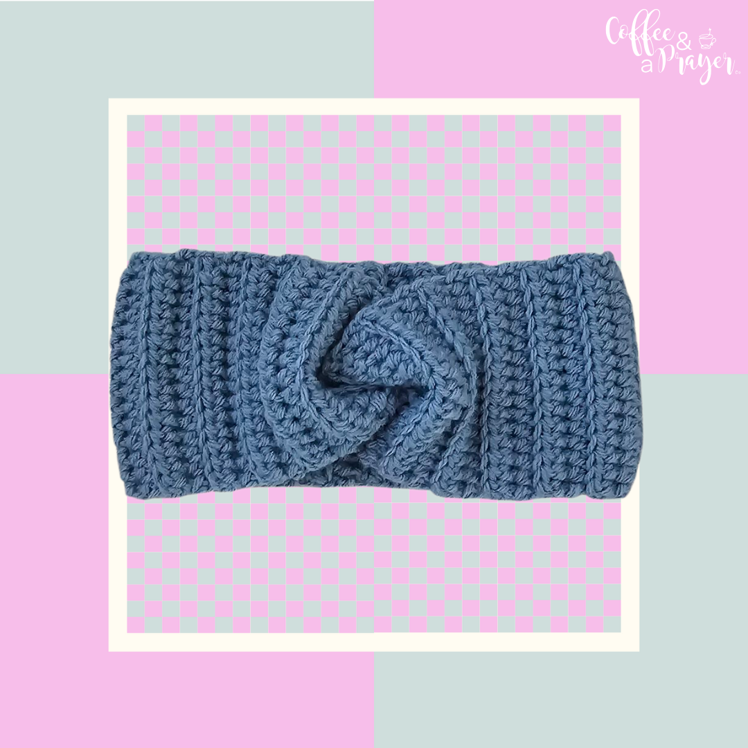 Crochet Twisted Headband- Country Blue Color