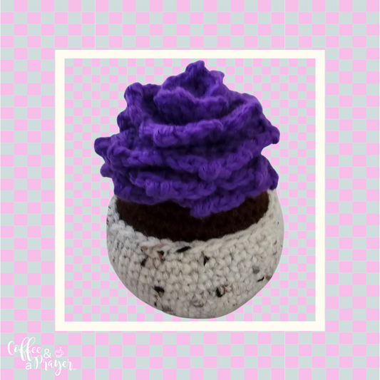 Crochet Flower in Pot - Handmade Desk Decor- Home Decor Gift for All Ages -Dark Purple Color