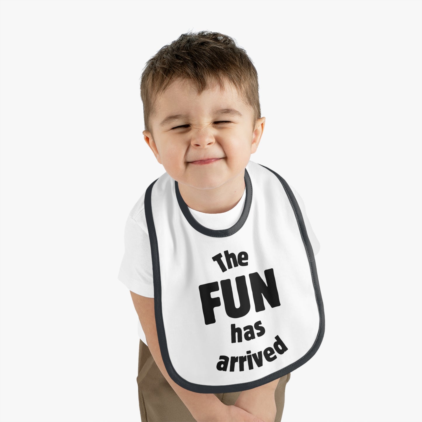 The Fun Has Arrived Baby Contrast Trim Jersey Bib