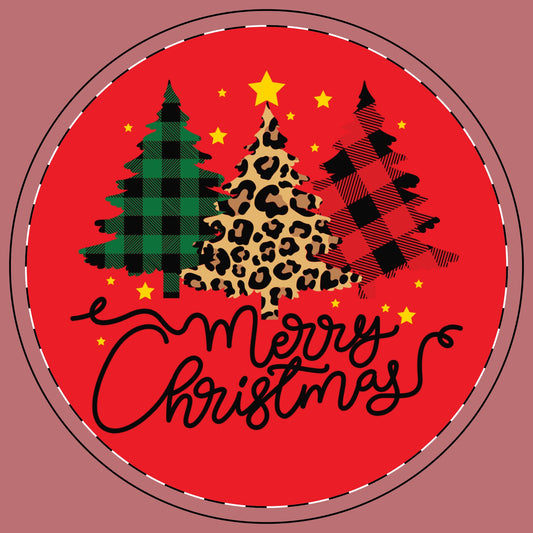 Ceramic Coaster - Plaid Christmas Tree Design