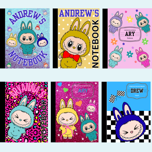 Digital Editable Monster Composition Notebook Cover | Canva Template | Printable Kawaii School Cover | Digital Download PDF with LINK