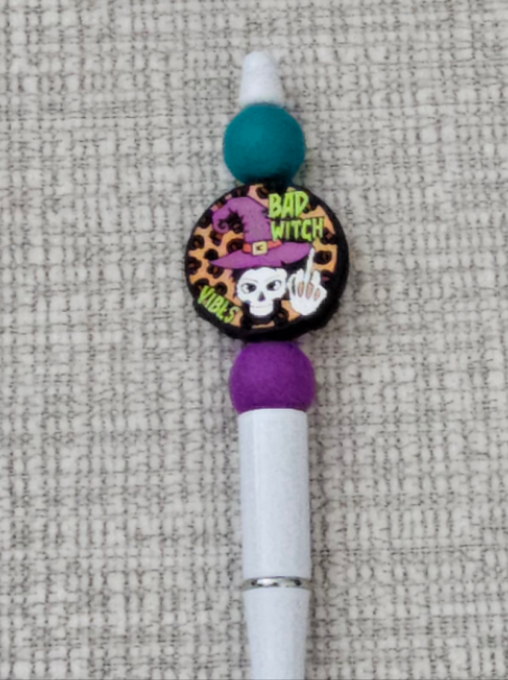 Pen- Silicone Beaded Pen with Bad Witch Focal