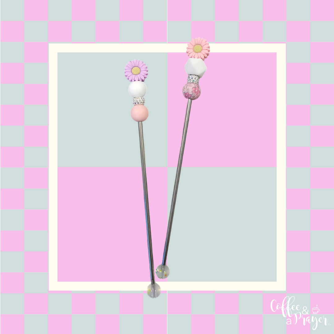 Amigurumi Sticks- Pink & Light Purple Flower Design