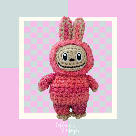Handmade Crochet Moster Labubu Inspired Doll – Kawaii Bunny Monster Doll