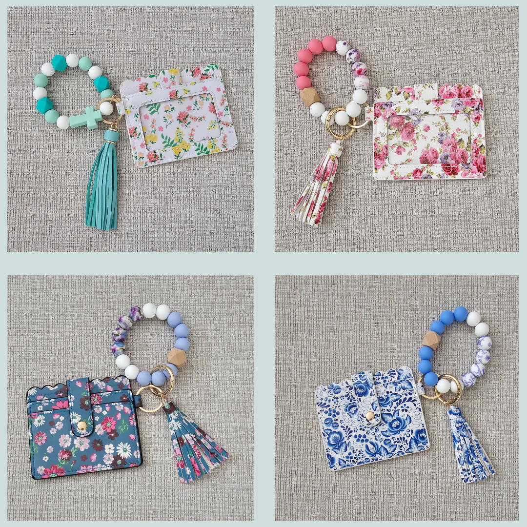 Wristlet- Silicone Beaded Wristlet/Bracelet with Card Holder Wallet